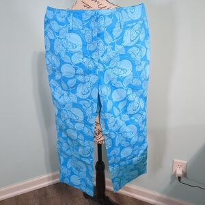 Lilly Pulitzer Cropped Capri Pants 8 Monarch Butterfly Blue Beach Cruise Play